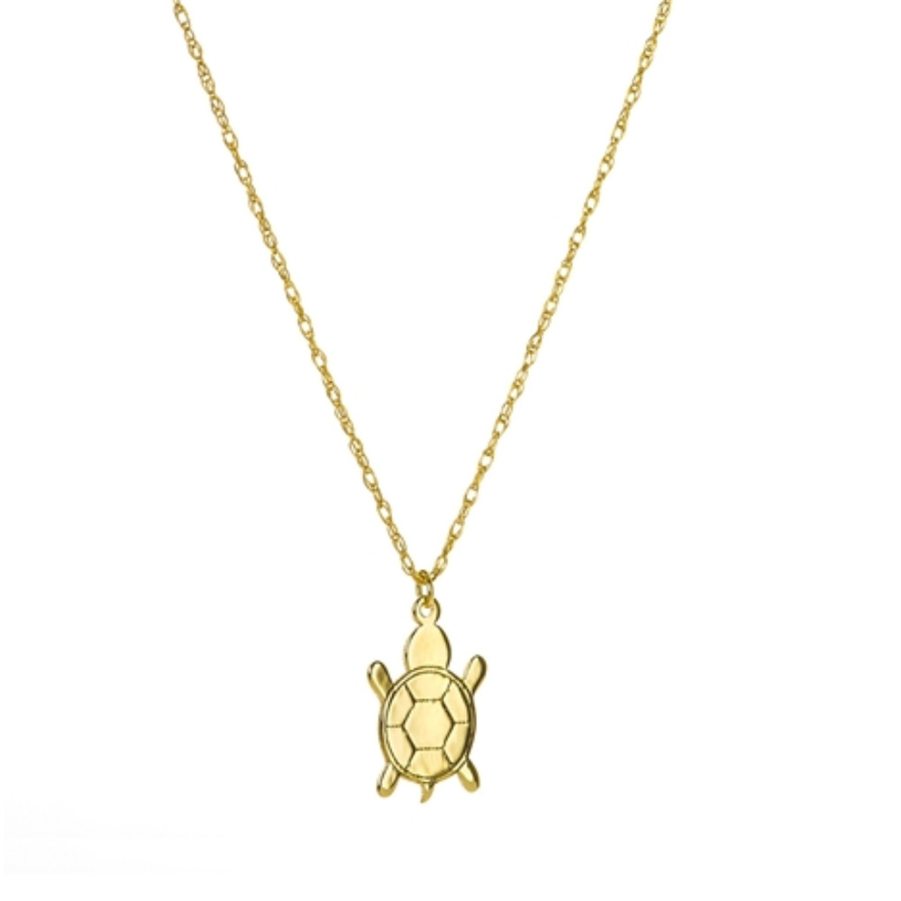 14K Solid Yellow Gold Mini Turtle Adjust dainty Necklace
